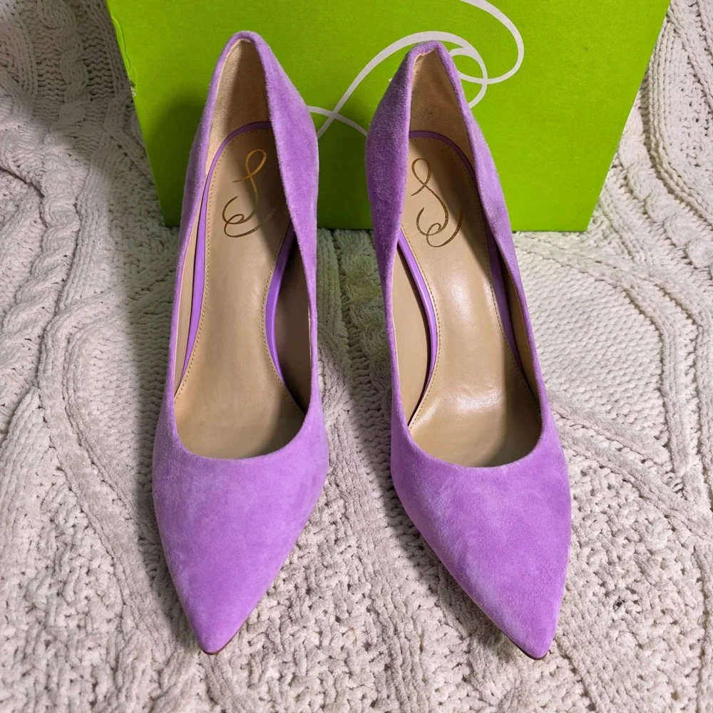 Sam Edelman Hazel Pump Amethyst Purple Suede Pointed Toe Womens 10 NEW